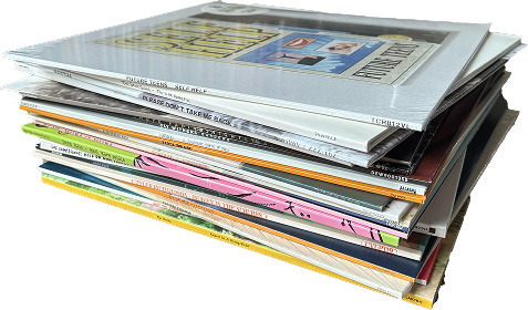 a stack of records